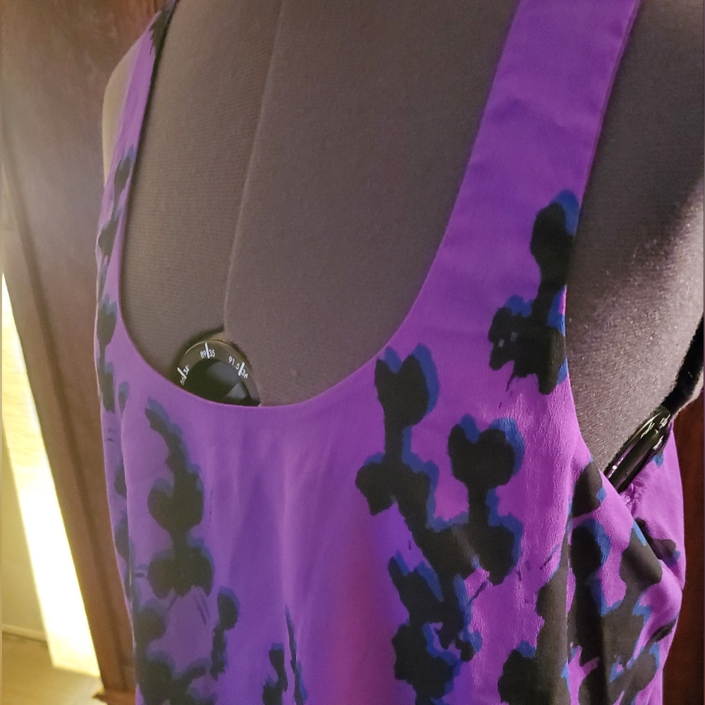 Silence + Noise Purple Print Cutout Back Summer Top